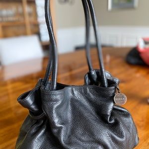 Furla Black Pebbled Leather Carmen Satchel